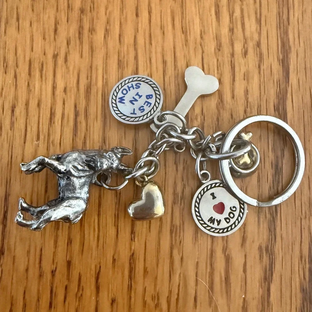 Brighton Dog Charm Keychain Unisex OS Silver Gold Excellent Best In Show Multi